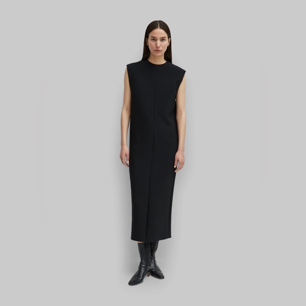Totême Split Front Crepe Midi Dress in Black